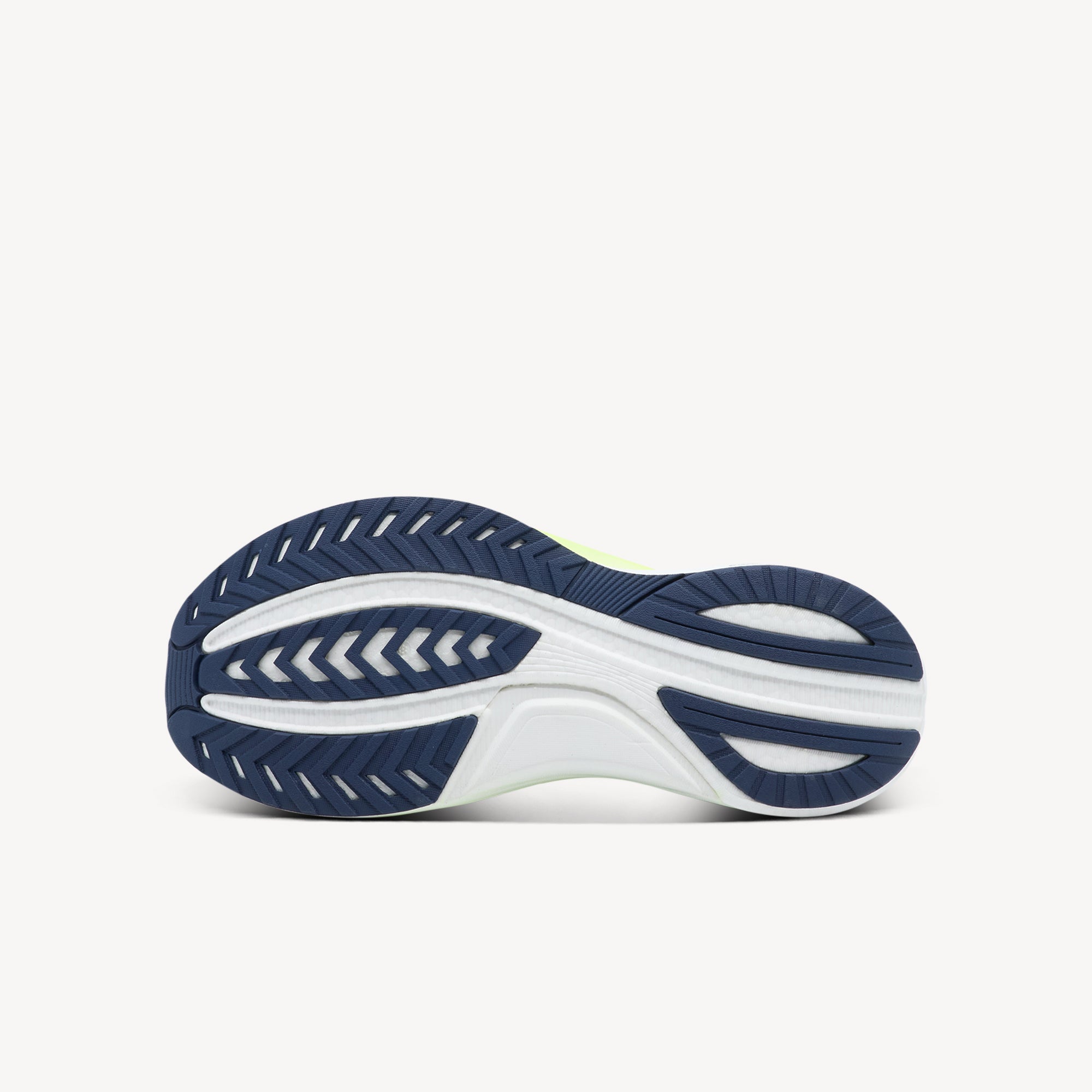 Outsole view of Saucony Tempus 2. Premium XT-900 Carbon Rubber Outsole incorporates high-density compound with strategic placement. Shop now at Profeet Footwear.