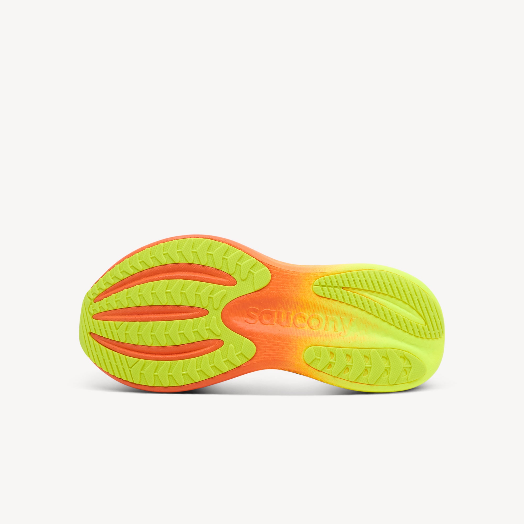 Outsole view of Saucony Triumph 23. Redesigned XT-900 Carbon Rubber Outsole features strategic high-density compound coverage. Shop now at Profeet Footwear.