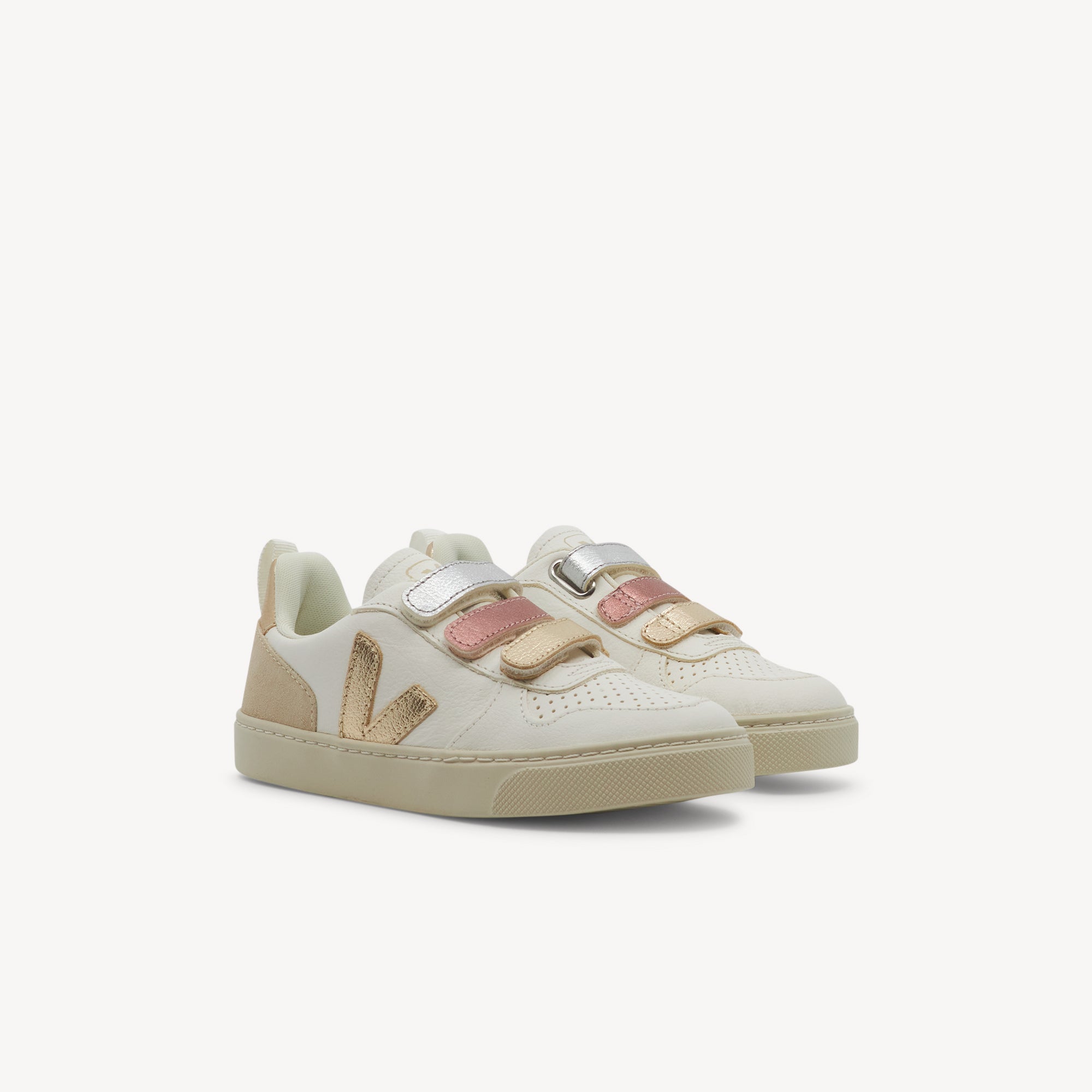 Veja V-10 Chromefree Leather Multico / Extra White / Shiny Kids