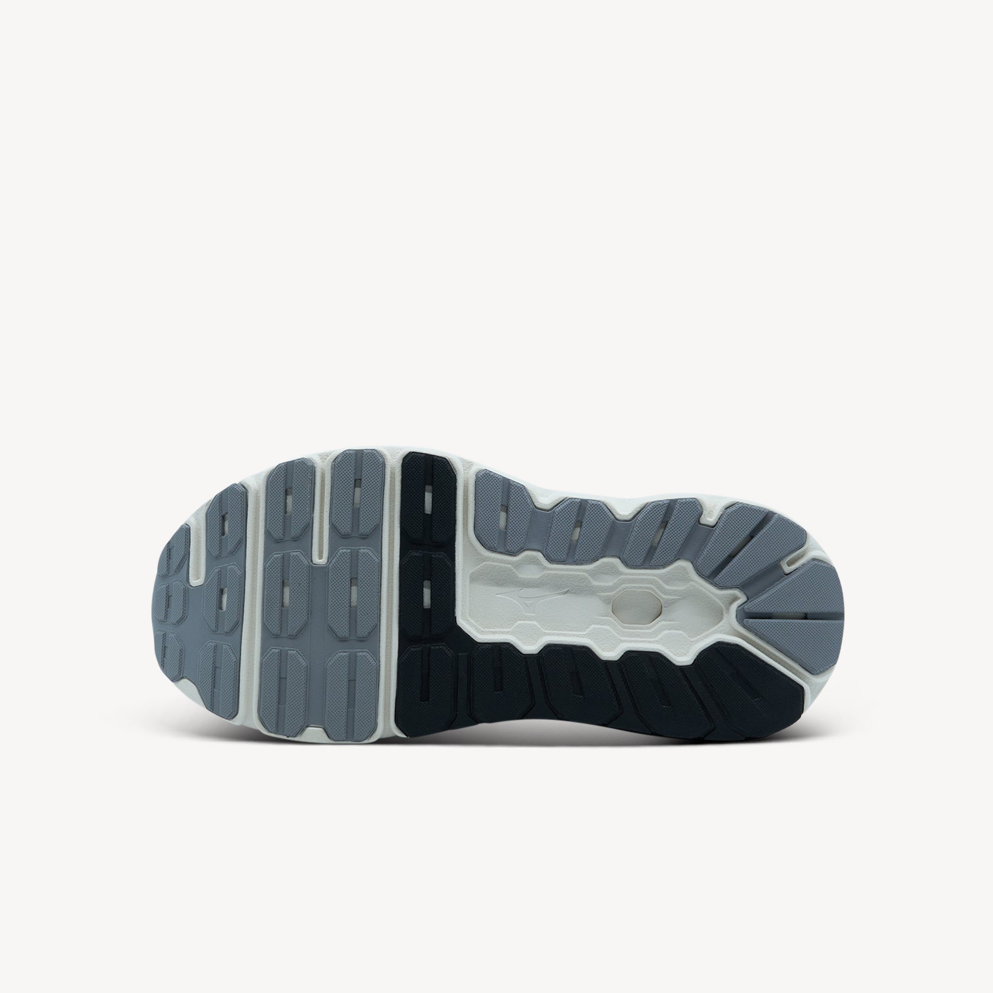 Outsole view of Mizuno Wave Horizon. X10 carbon rubber outsole provides most durable rubber compound for longer wear with enhanced grip and confident footing. Shop now at Profeet Footwear.