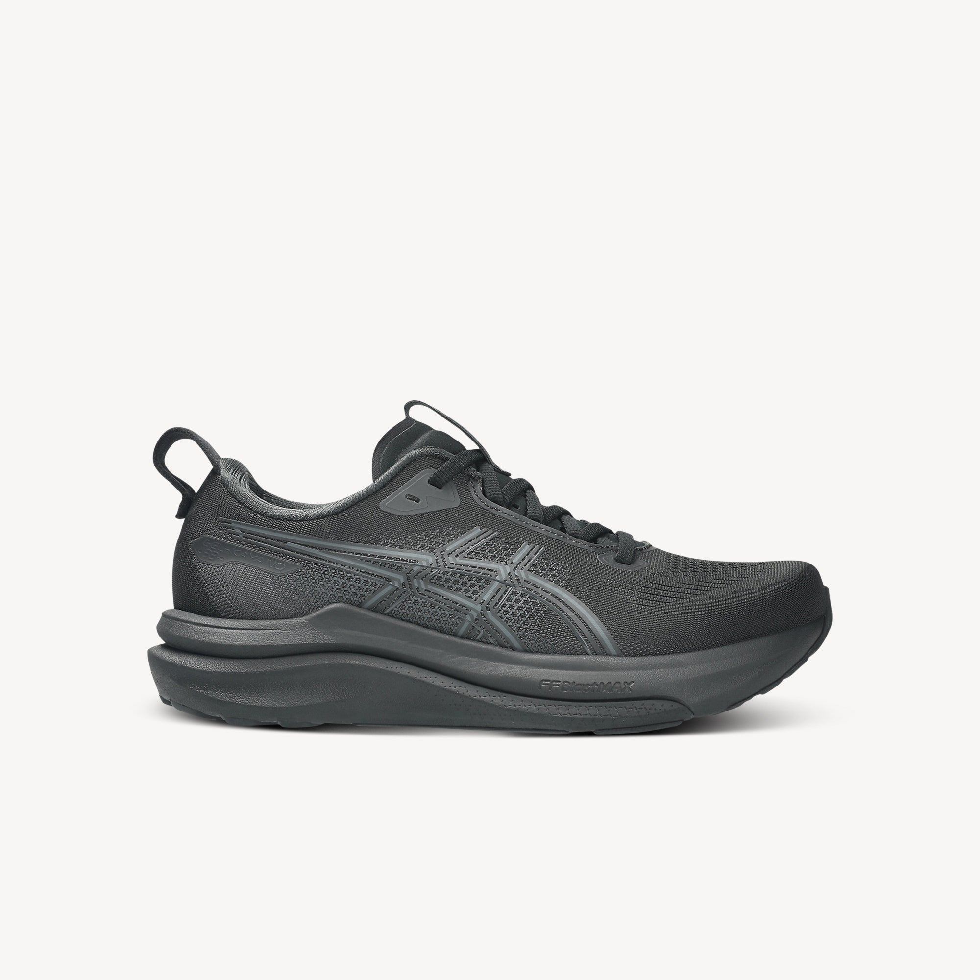 ASICS Gel-Kayano 33 Black/Black women's – FluidSupport stability shoe with dual-layer cushioning and PureGEL. Shop now at ProFeet Footwear.