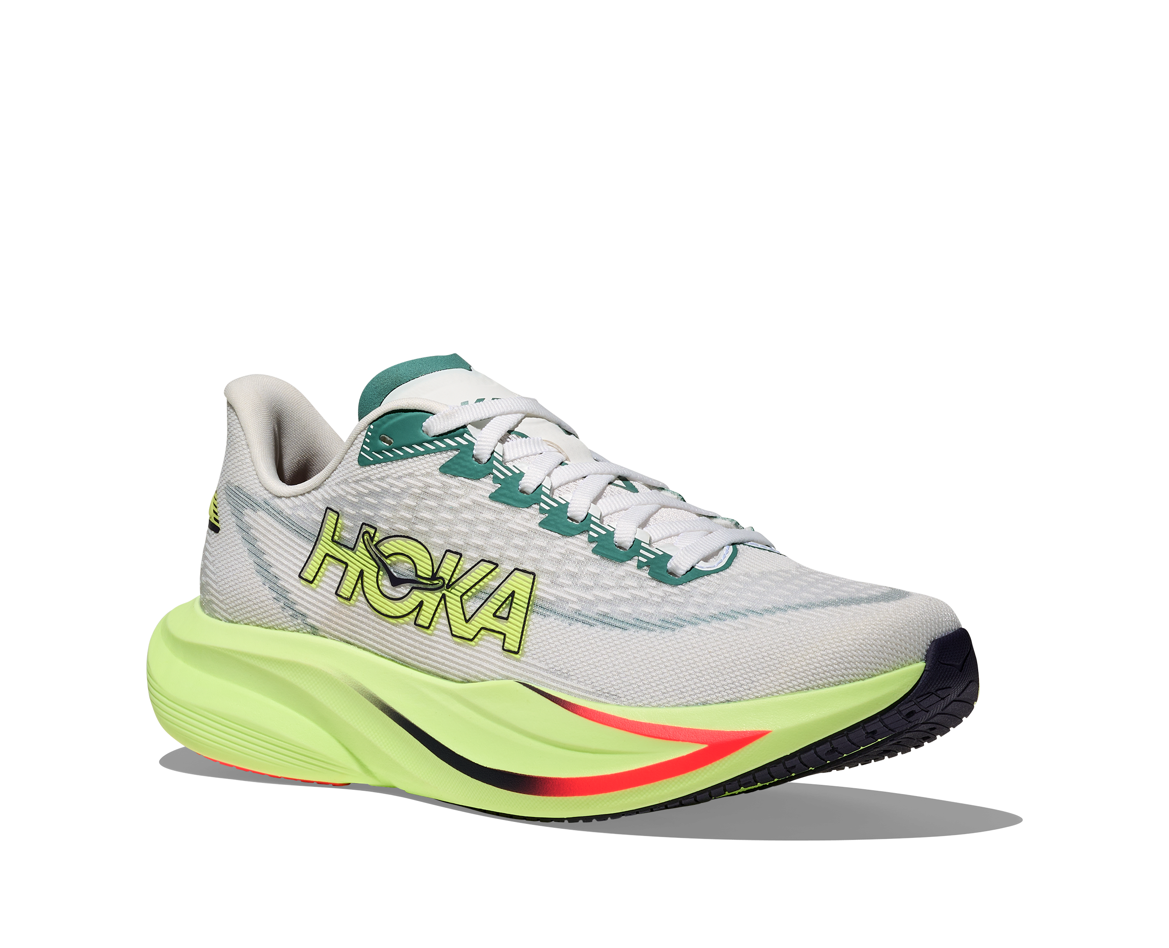 Side view of HOKA MACH 7 features snappy responsive ride and lightweight performance at Profeet Footwear. Purpose-built daily trainer for men. Expert-fitted.