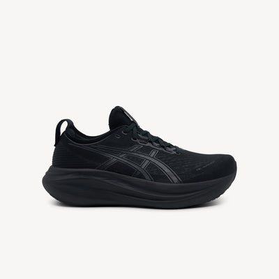 ASICS GEL‑Nimbus 27 Black/Graphite Grey Mens features FF BLAST PLUS ECO midsole, PureGEL heel, breathable mesh upper & HYBRID ASICSGRIP outsole. Shop now.