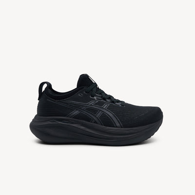 ASICS GEL-NIMBUS 27 features premium cushioning technology and plush comfort at Profeet Footwear. Purpose-built running shoe for women. Expert-fitted.