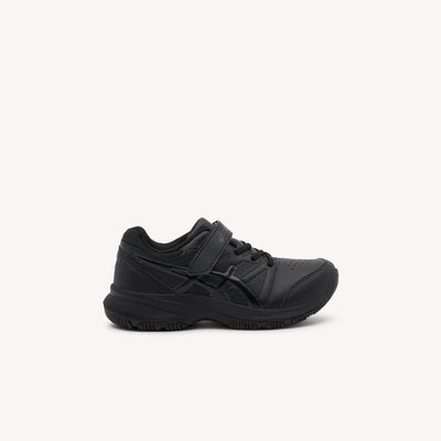 ASICS GEL‑550TR PS Black/Black Kids features shock‑absorbing GEL™ tech, stable DUOMAX™ midsole, synthetic‐leather build and easy on/off strap for active young feet.