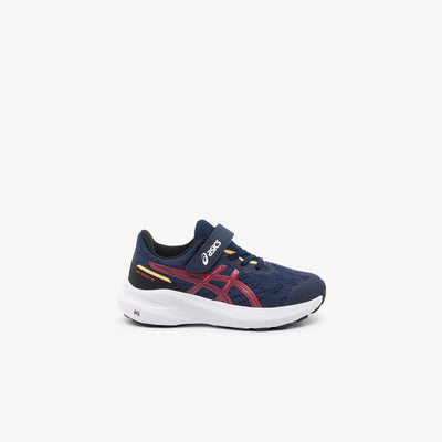 ASICS GT-1000 13 PS features reliable stability support and easy-on closure at Profeet Footwear. Purpose-built shoe for preschoolers. Expert-fitted.