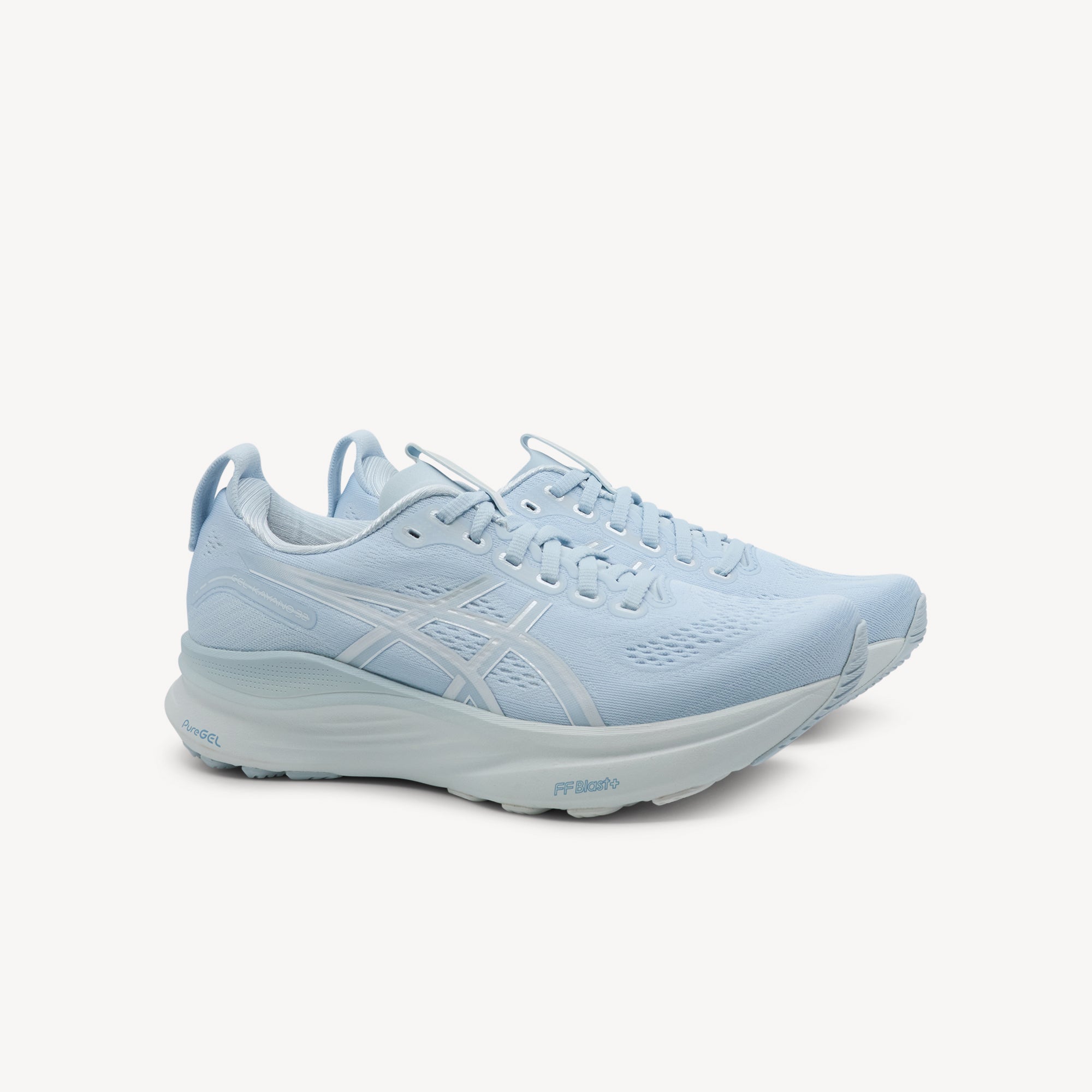 Side view of ASICS GEL-KAYANO 32 features premium stability technology and maximum cushioning at Profeet Footwear. Purpose-built running shoe for women. Expert-fitted.