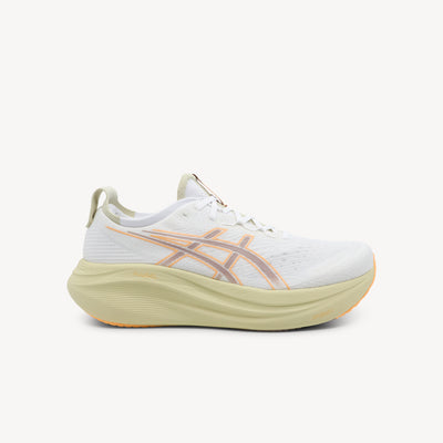 ASICS GEL-NIMBUS 27 features premium cushioning technology and plush comfort at Profeet Footwear. Purpose-built running shoe for men. Expert-fitted.