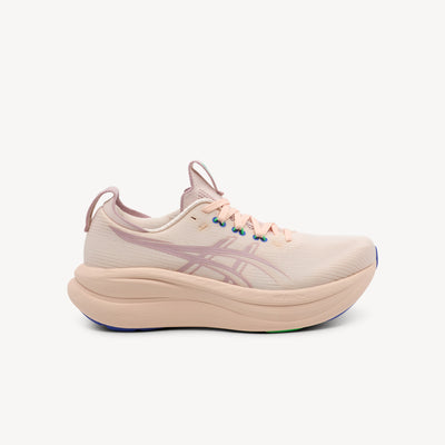 ASICS GEL-NIMBUS 28 features premium cushioning technology and plush comfort at Profeet Footwear. Purpose-built running shoe for women. Expert-fitted.