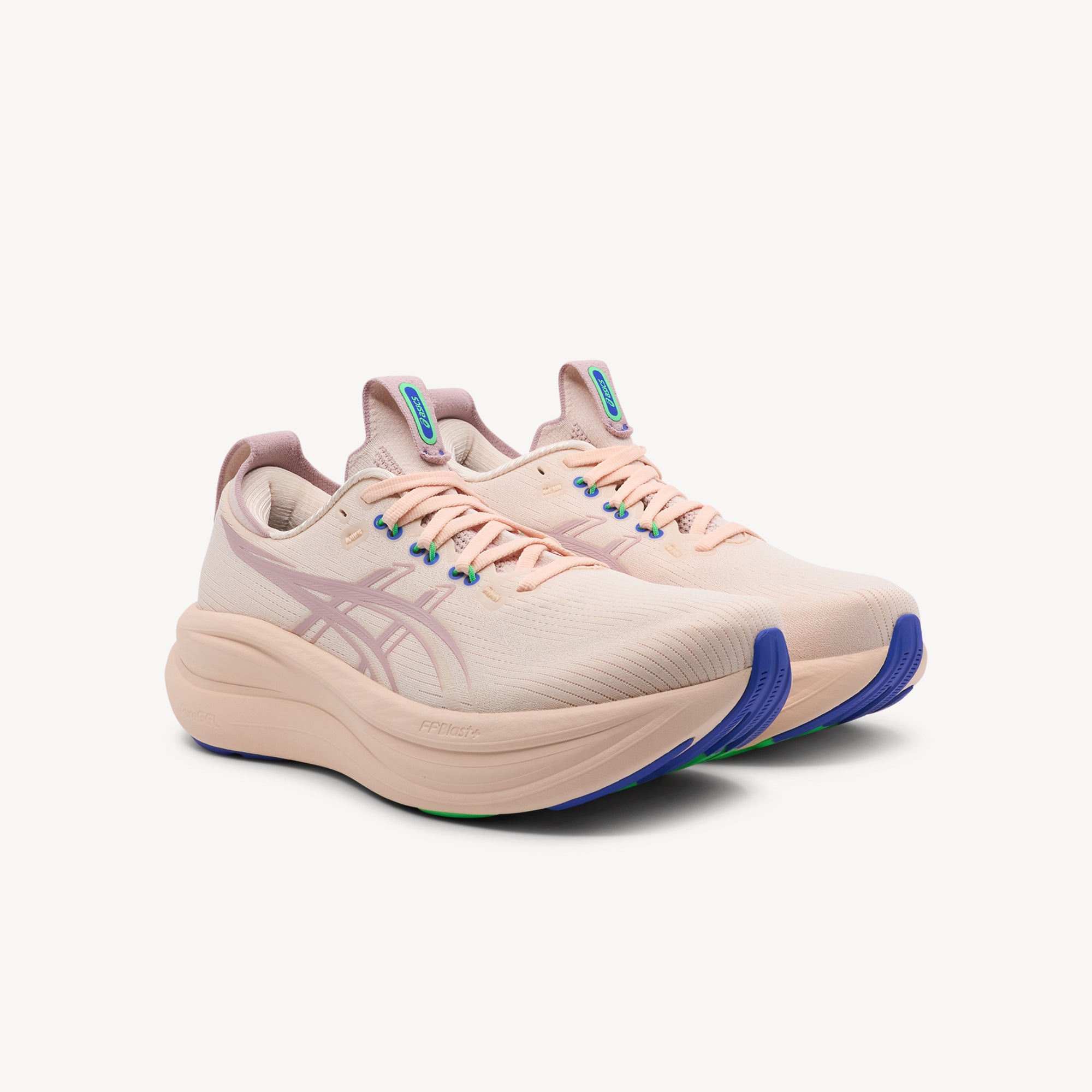 Side view of ASICS GEL-NIMBUS 28 features premium cushioning technology and plush comfort at Profeet Footwear. Purpose-built running shoe for women. Expert-fitted.