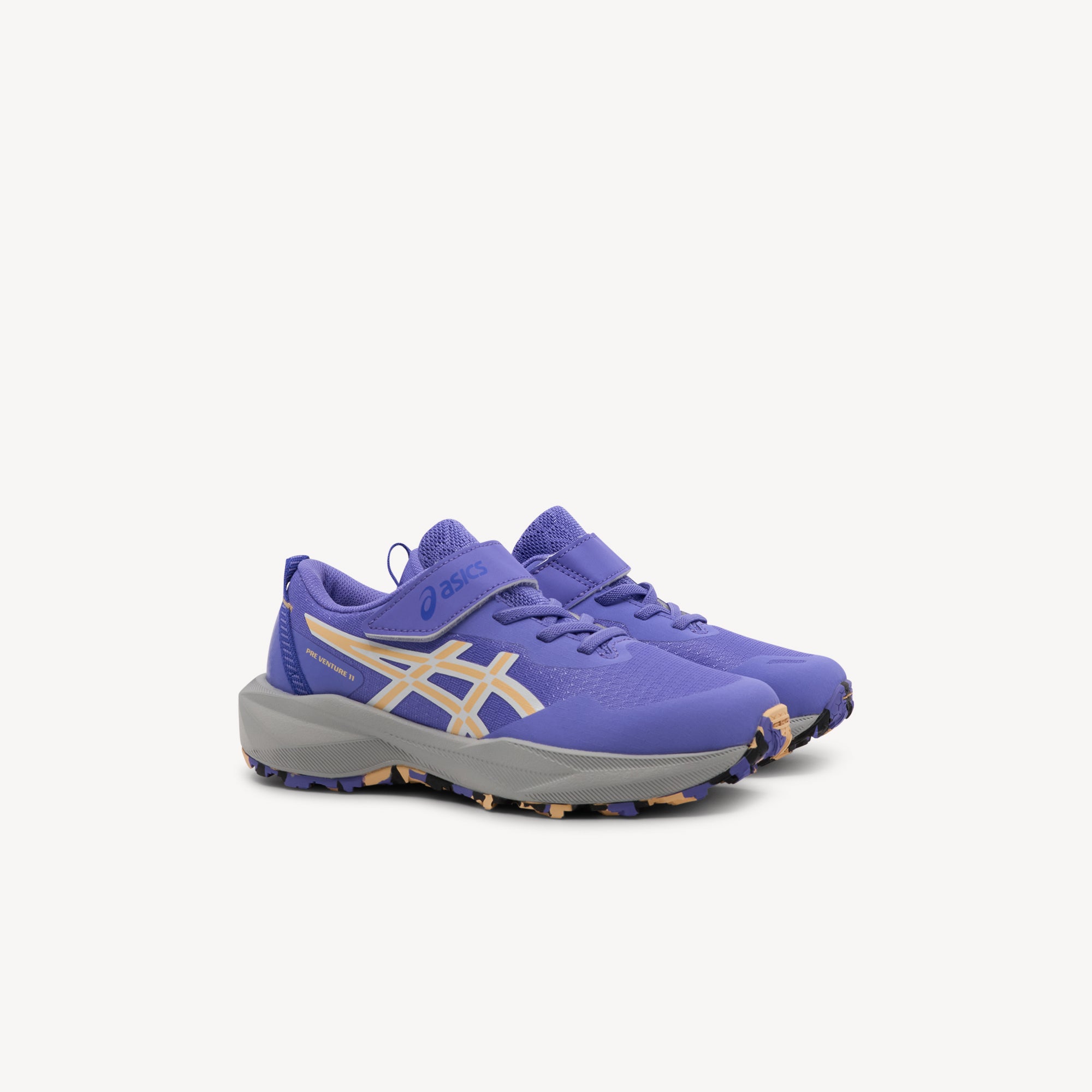 Side view of ASICS PRE VENTURE 11 PS features reliable traction and easy-on closure at Profeet Footwear. Purpose-built trail shoe for preschoolers. Expert-fitted.
