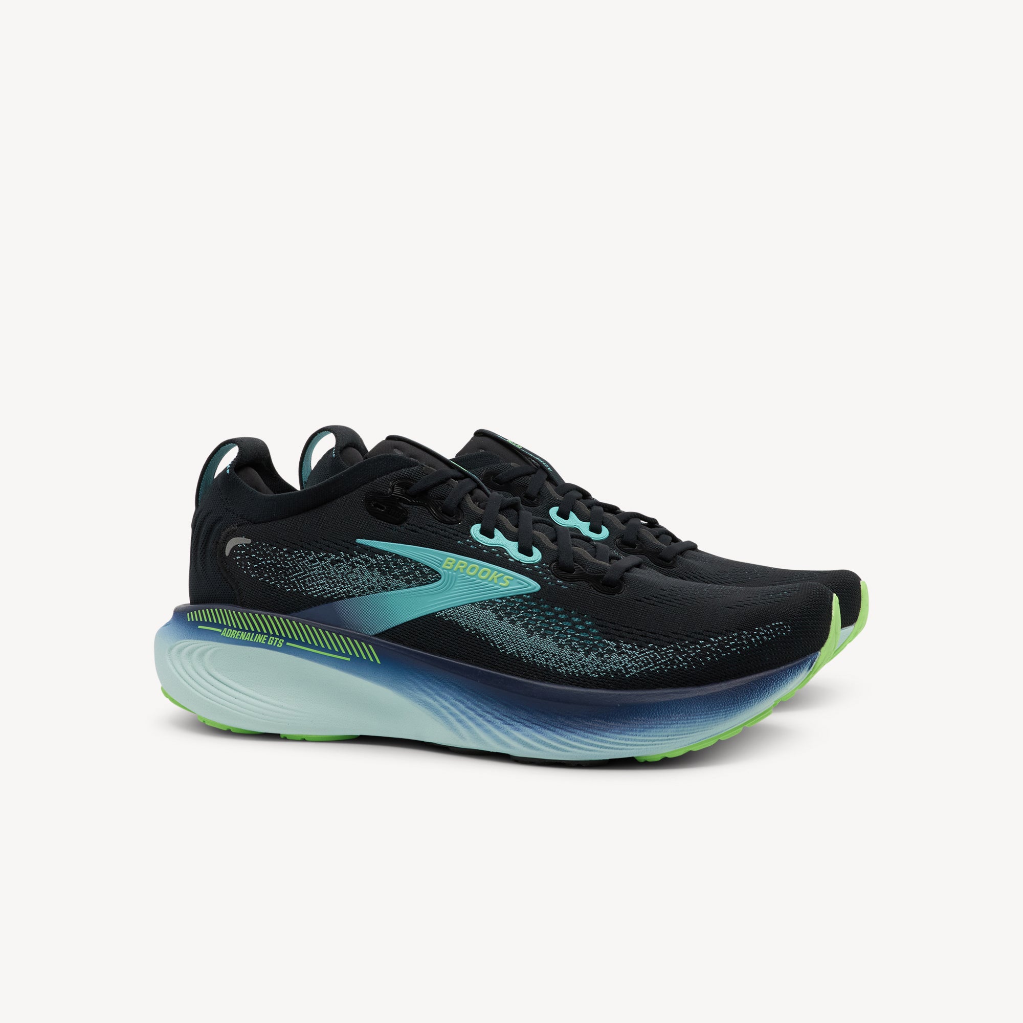 Side view of BROOKS ADRENALINE GTS 25 features reliable stability technology and responsive comfort at Profeet Footwear. Purpose-built running shoe. Expert-fitted.