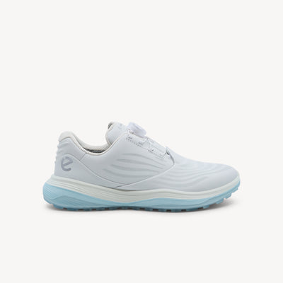ECCO Golf LT1 White Womens features premium leather, waterproof membrane, ultra‑light rebound midsole and sneaker‑style playing comfort. Available now.