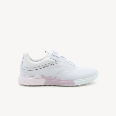 Ecco S-Three BOA features GORE-TEX protection and E-DTS traction at Profeet Footwear. Premium hybrid golf shoe for women. Shop now.
