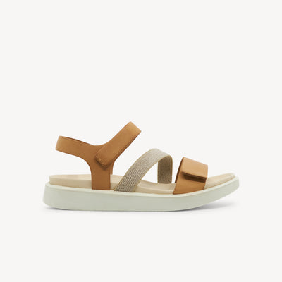 ECCO Flowt Flat Sandal Lion Womens features premium leather upper, cushioned footbed and flexible FLUIDFORM™ sole tailored for style & comfort. Shop now.