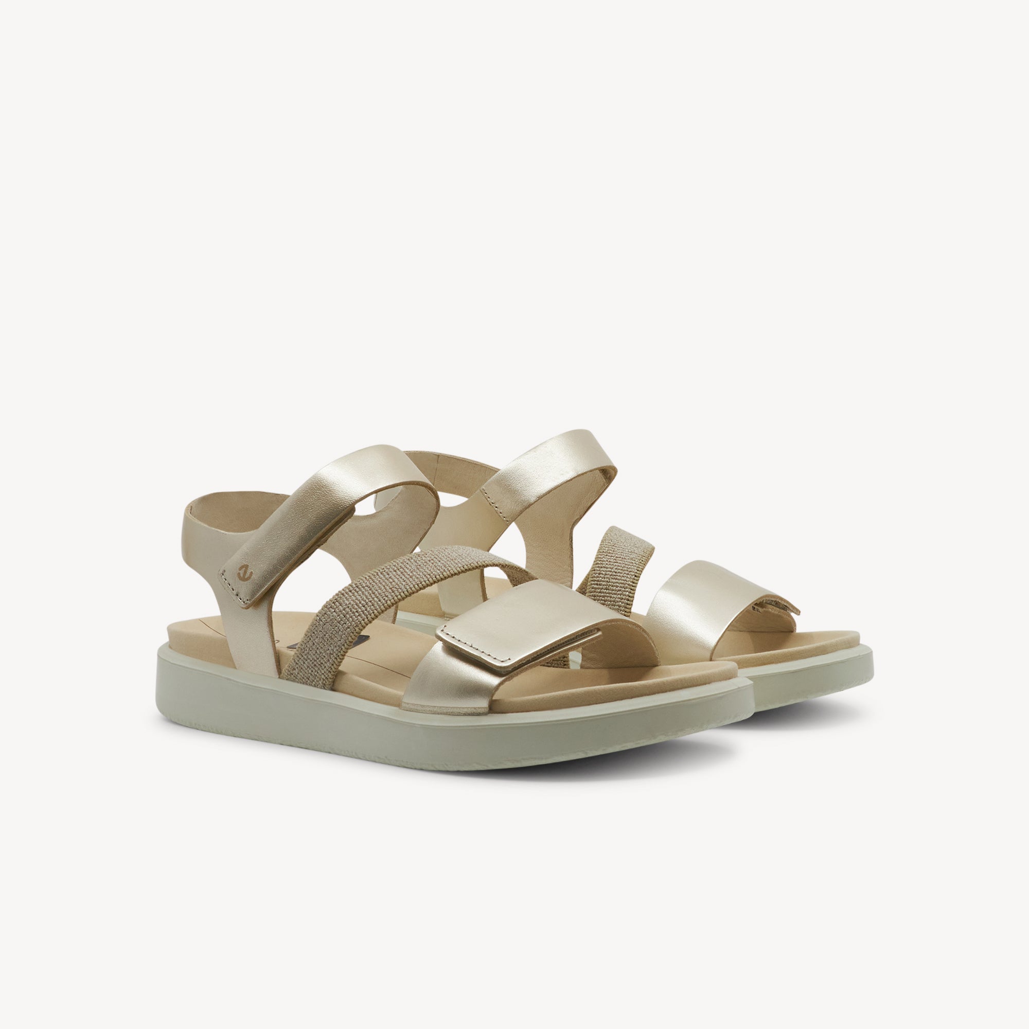 Ecco Flowt Flat Sandal Pure White / Gold Womens