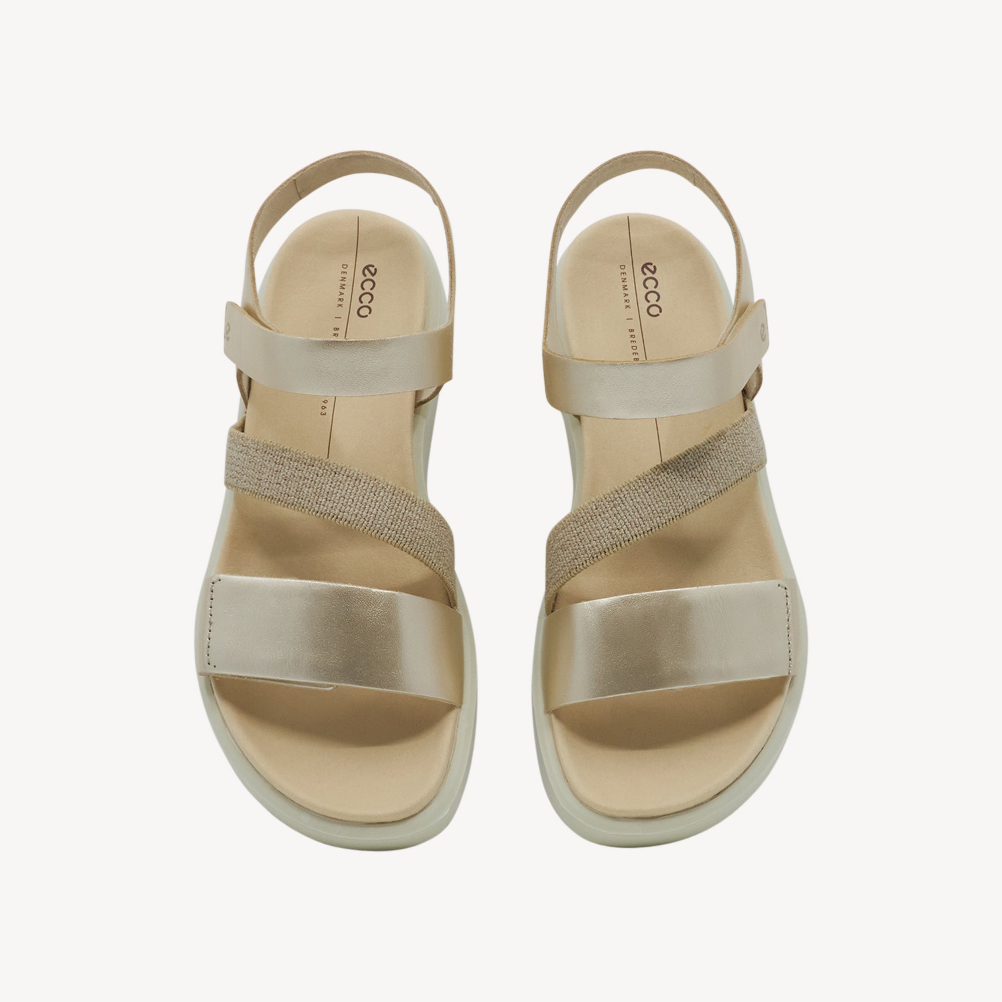 Ecco Flowt Flat Sandal Pure White / Gold Womens