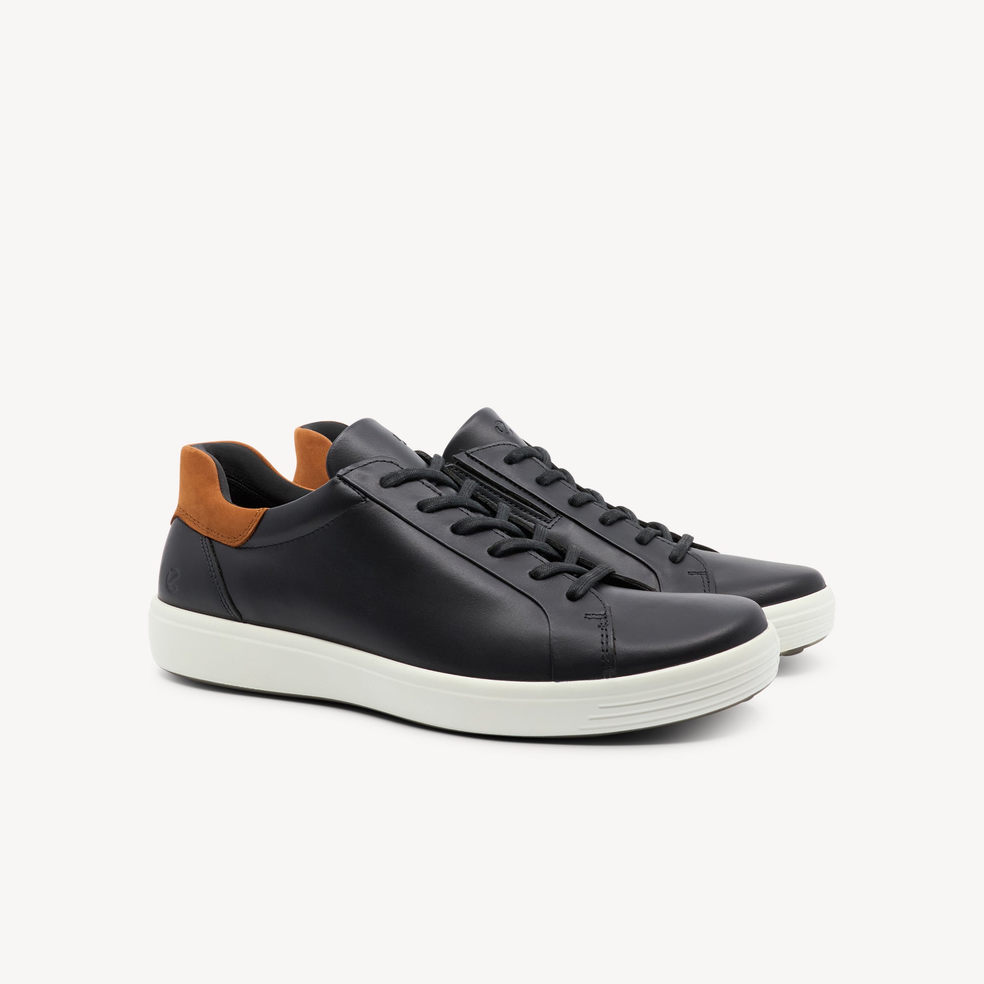Ecco Soft 7 Easy Slip Black / Cognac Mens
