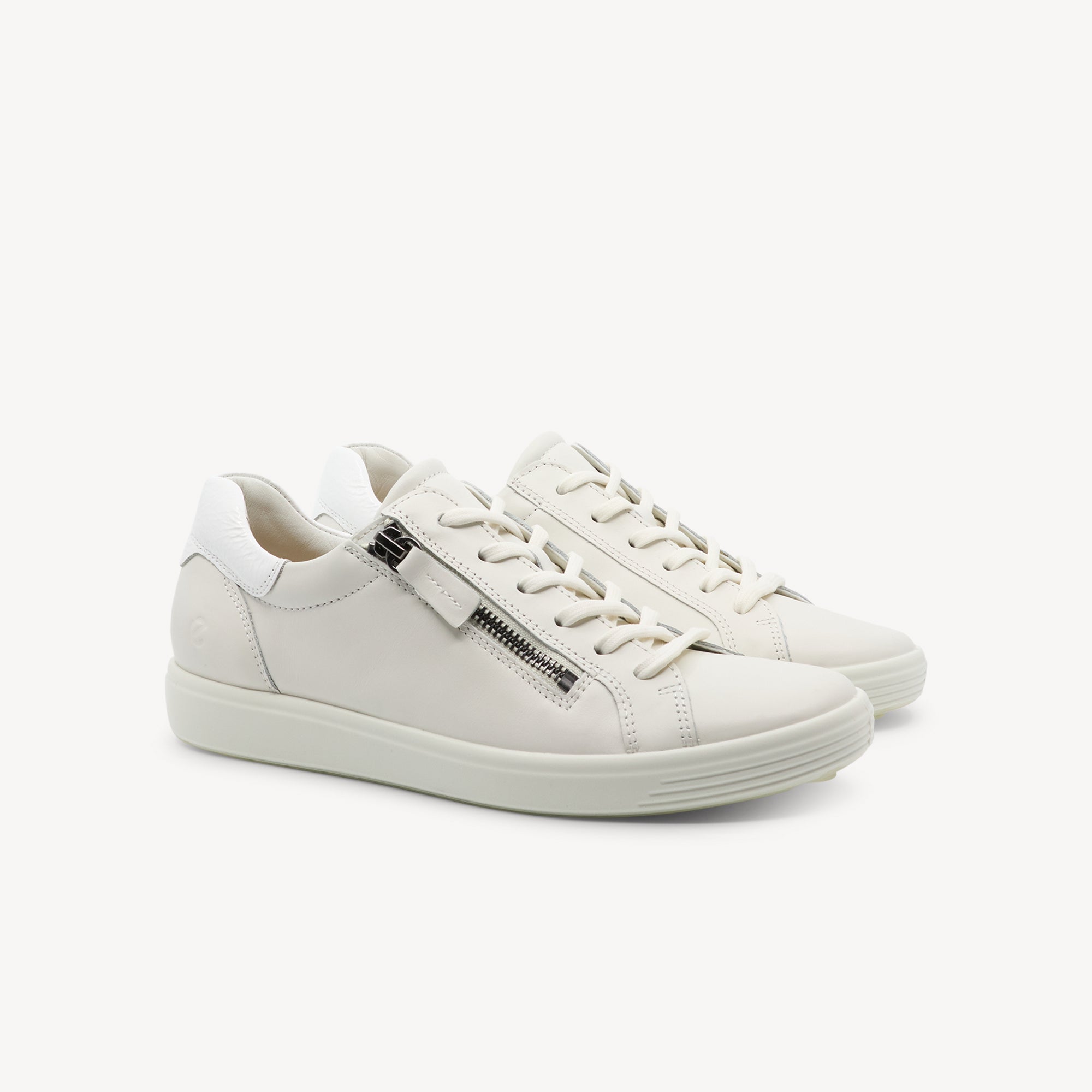 Ecco Soft 7 Side Zip White Womens