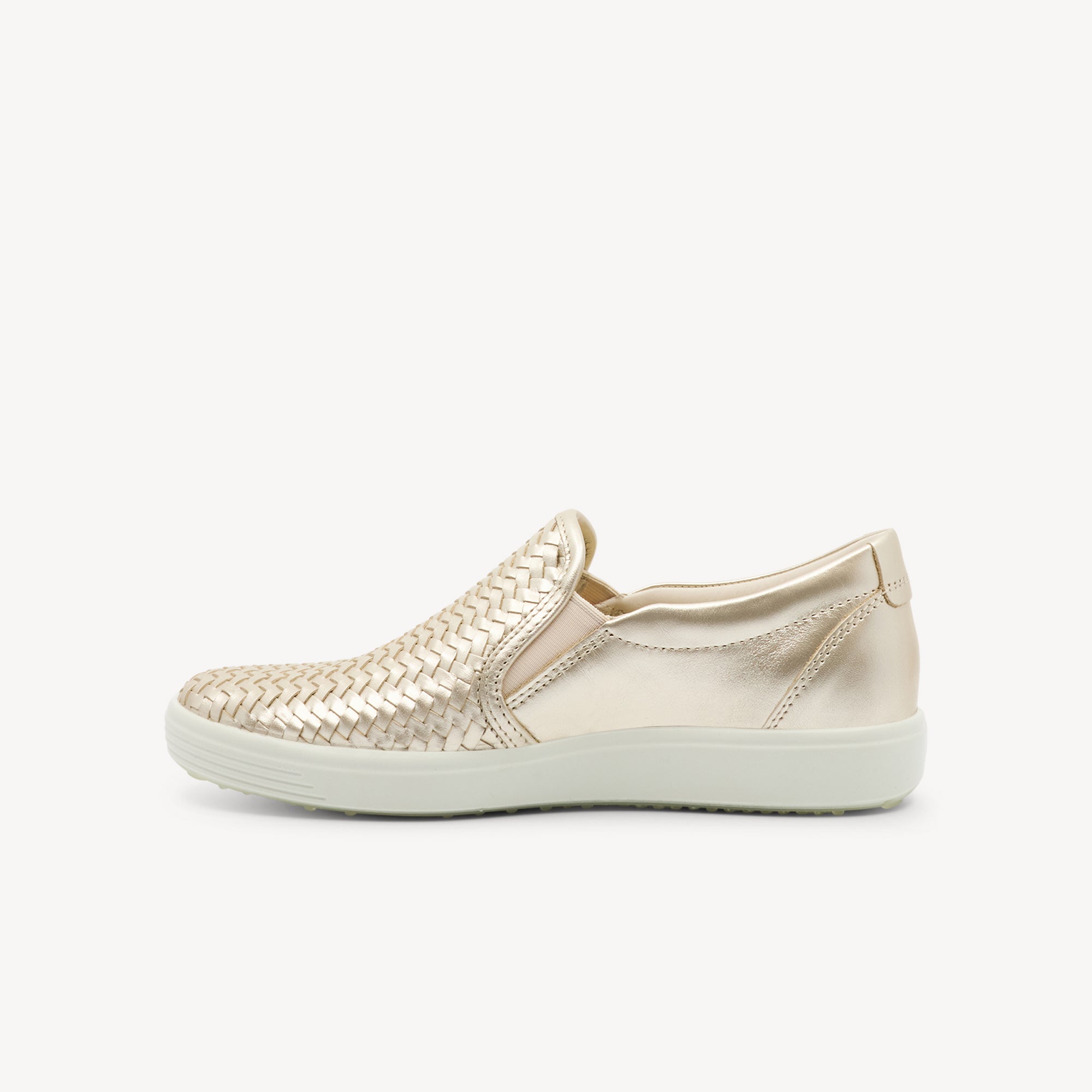 Ecco Soft 7 Slip On Pure White / Gold Womens