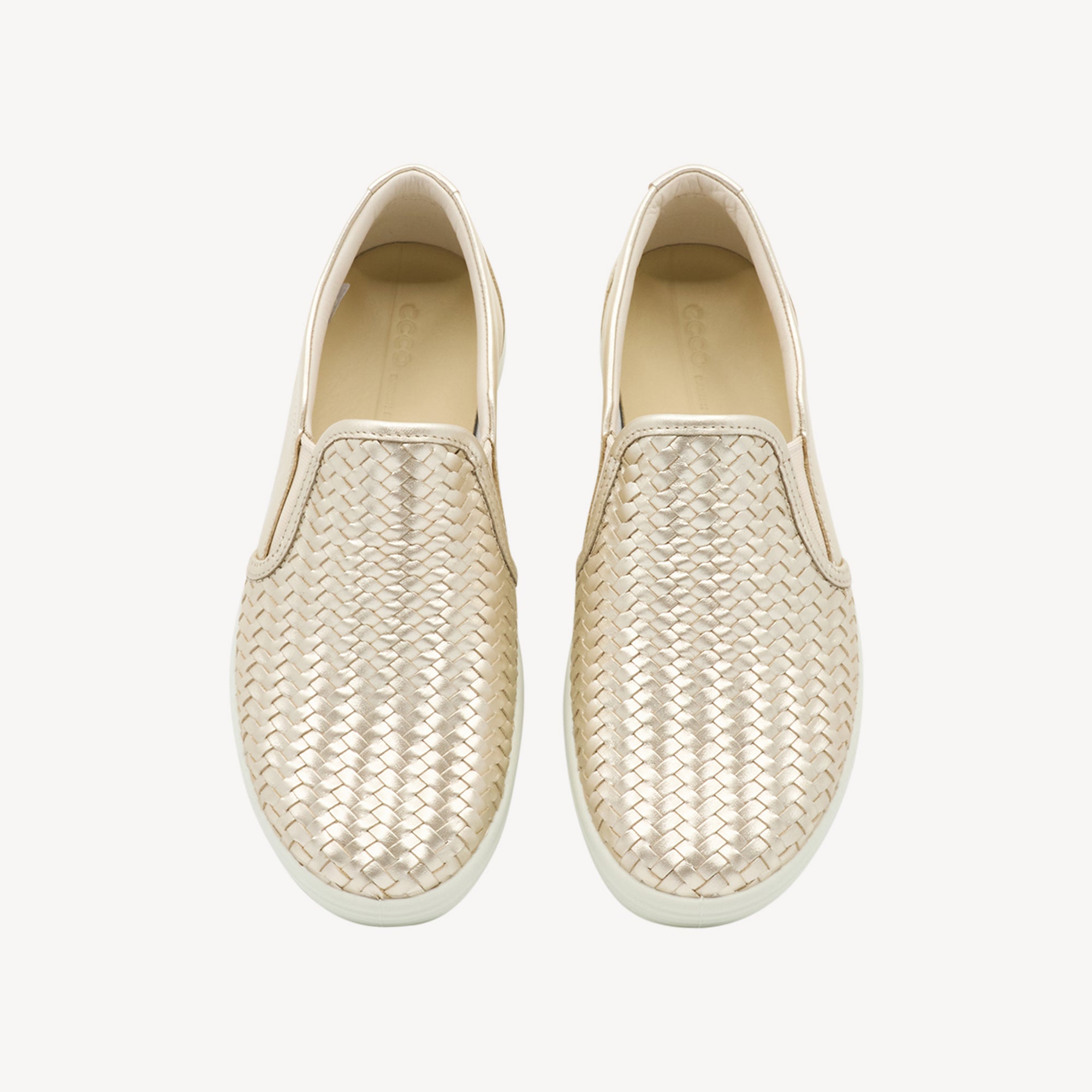 Ecco Soft 7 Slip On Pure White / Gold Womens