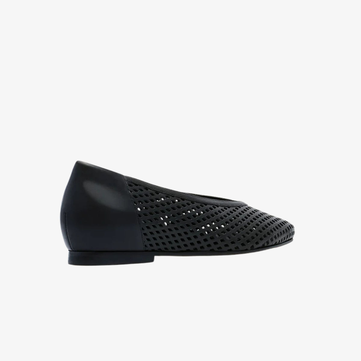 Frankie4 Pearson Black Lattice women’s leather ballet flat, back view