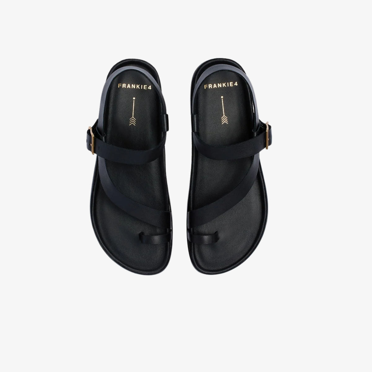 Frankie4 Ren Black women’s leather sandal, top view