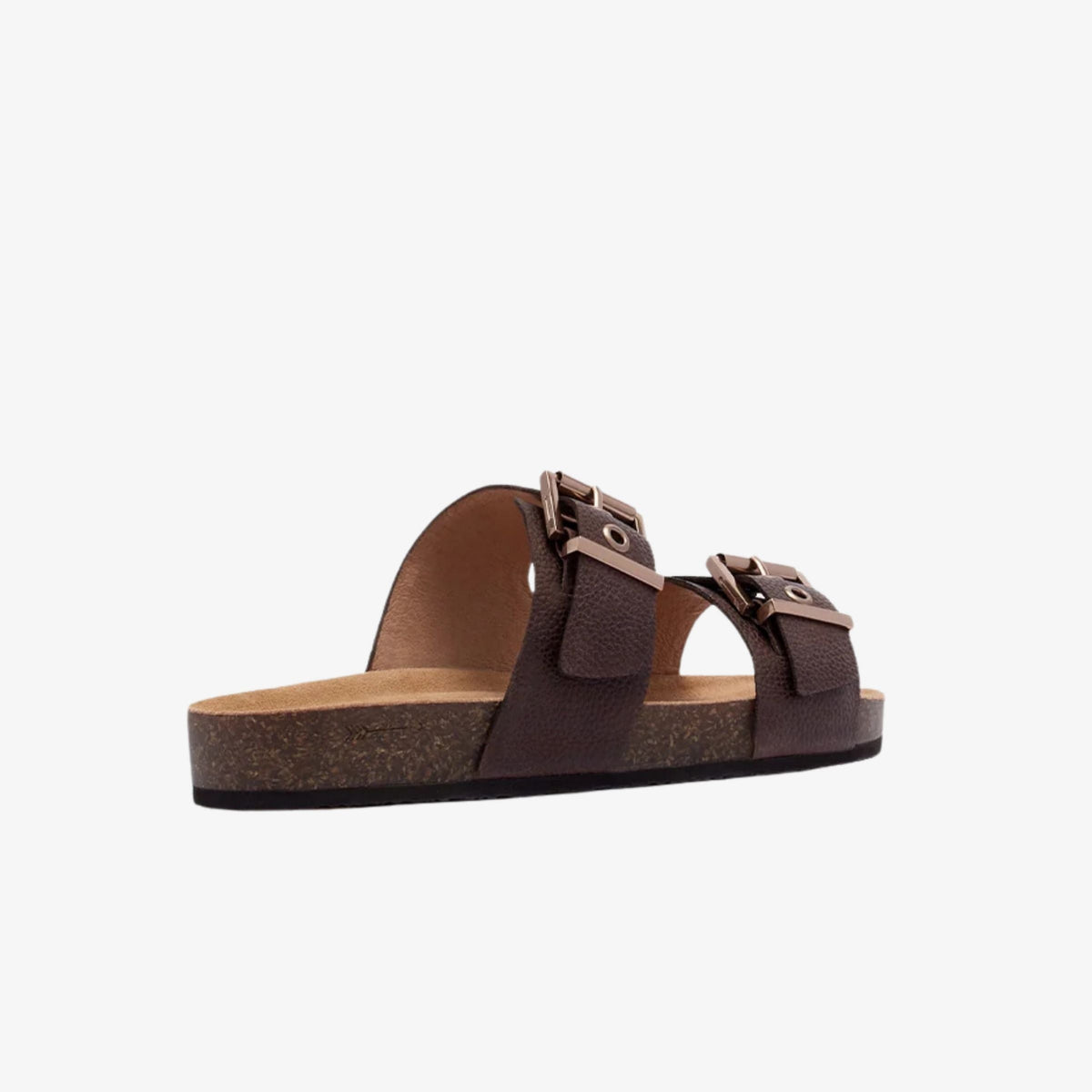 Frankie4 Tommy Brown Pebbled women’s leather slide, back view