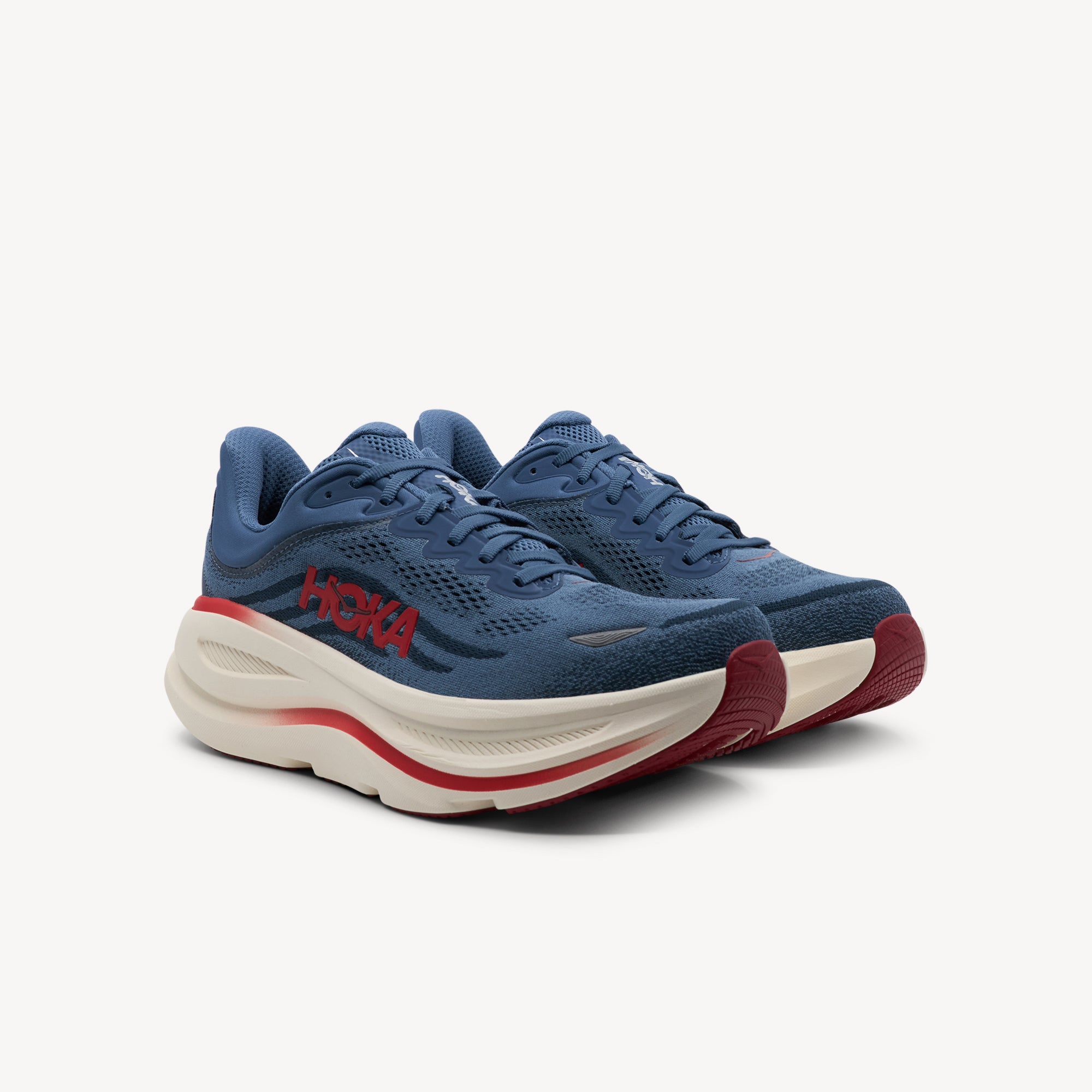 Side view of HOKA BONDI 9 features ultimate plush cushioning and smooth comfort at Profeet Footwear. Purpose-built running shoe for men. Expert-fitted.
