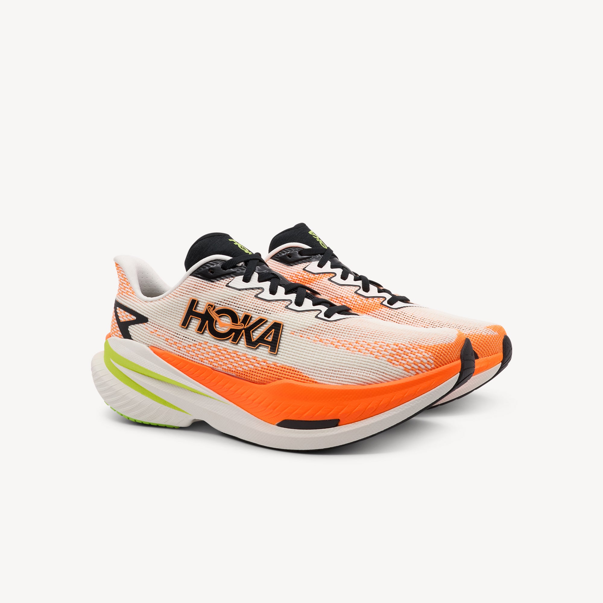 Hoka Mach X 3 White / Neon Tangerine Mens