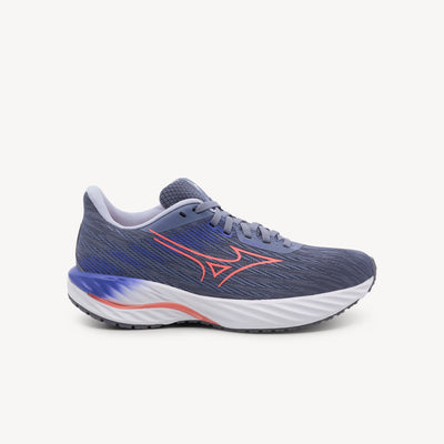 Mizuno Wave Inspire 21 features dual-layer cushioning at Profeet Footwear. Blue Granite stability shoe for overpronators and daily training support.