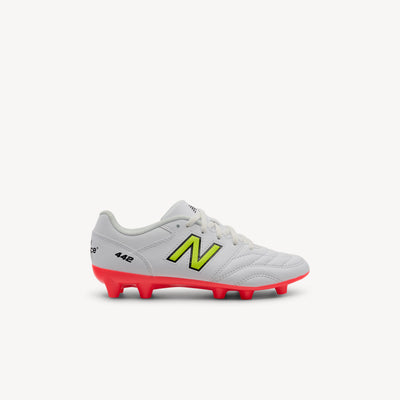 New Balance 442 v2 Academy Jnr features classic design and reliable fit at Profeet Footwear. Quality kids' football boot for grassroots. Shop now.