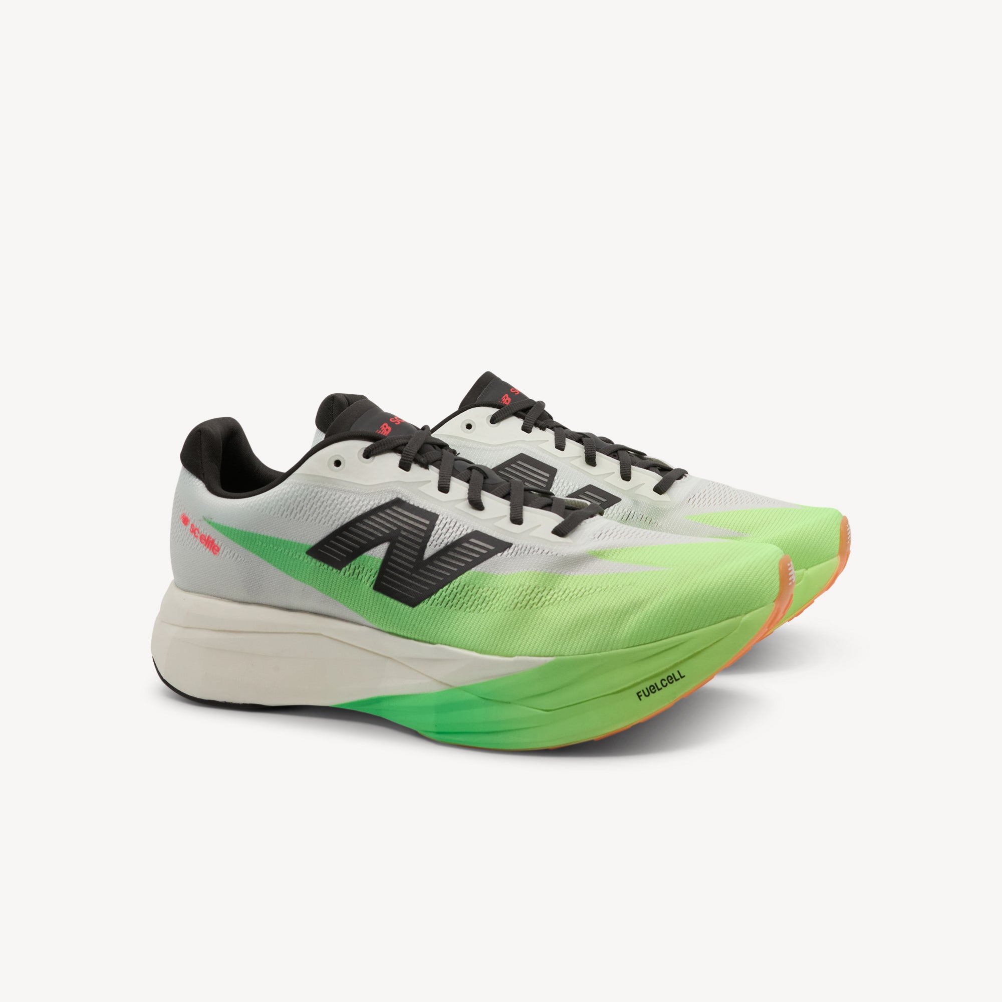 Side view of New Balance SuperComp Elite v5 features Energy Arc carbon plate at Profeet Footwear. Lightweight marathon racer for race day performance. Shop now.