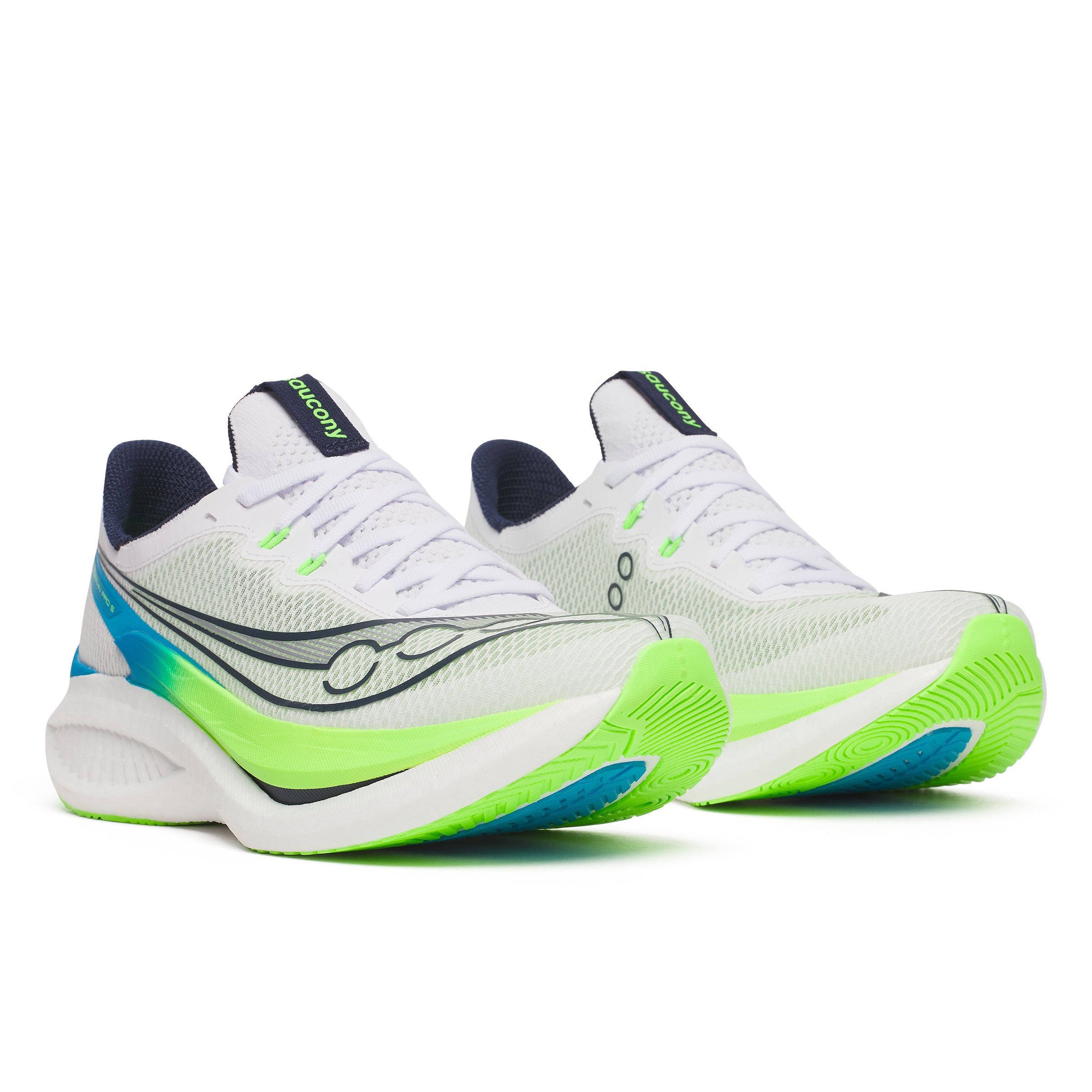 Side view of SAUCONY ENDORPHIN PRO 5 features explosive speed and elite performance at Profeet Footwear. Purpose-built racing shoe for men. Expert-fitted.