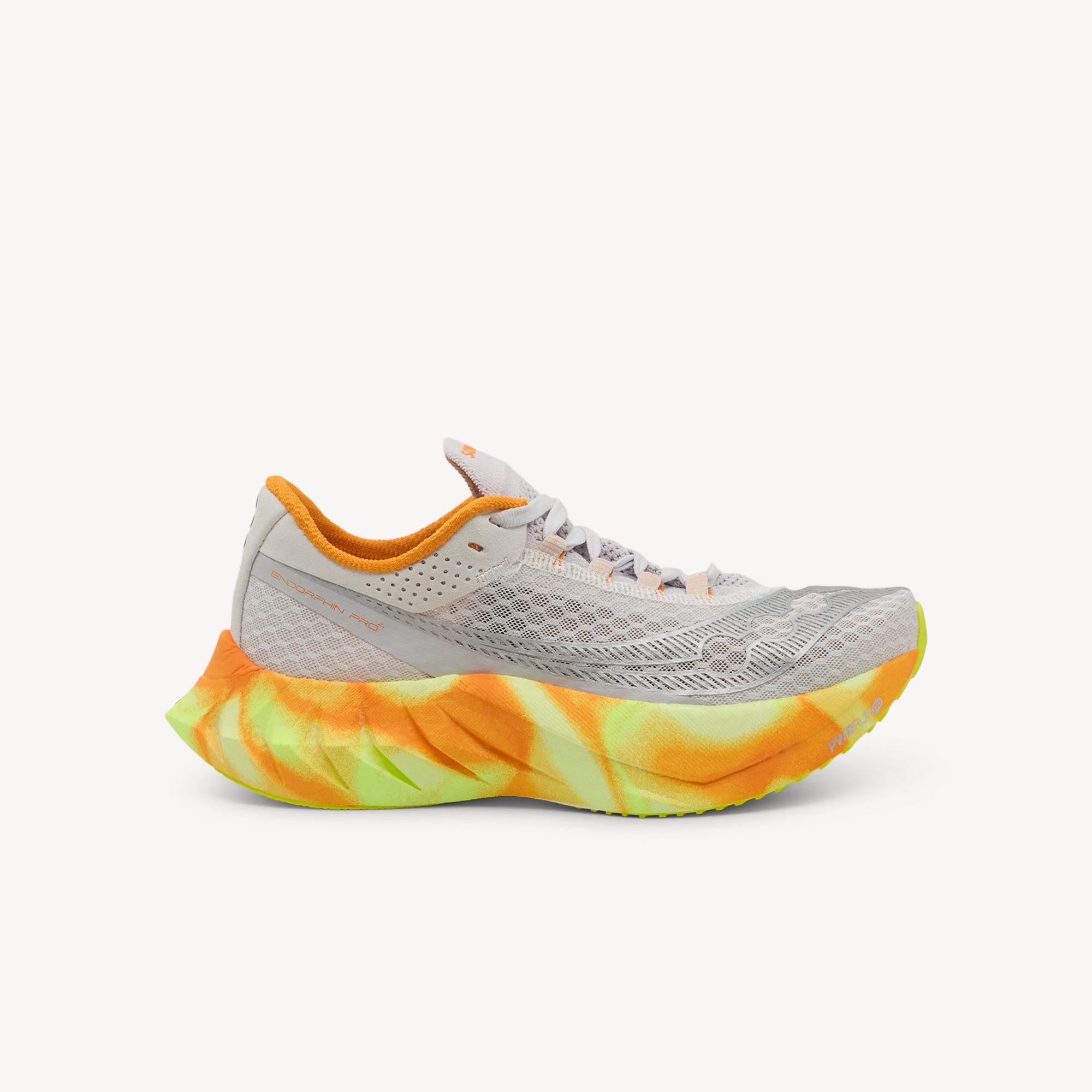 SAUCONY ENDORPHIN PRO 4 features effortless speed and propulsive forward motion at Profeet Footwear. Elite carbon-plated racing shoe for women. Expert-fitted.