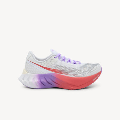 Saucony Endorphin Pro 4 features revolutionary dual-foam at Profeet Footwear. Premium carbon racing shoe with SpeedRoll for marathon PRs. Shop now.