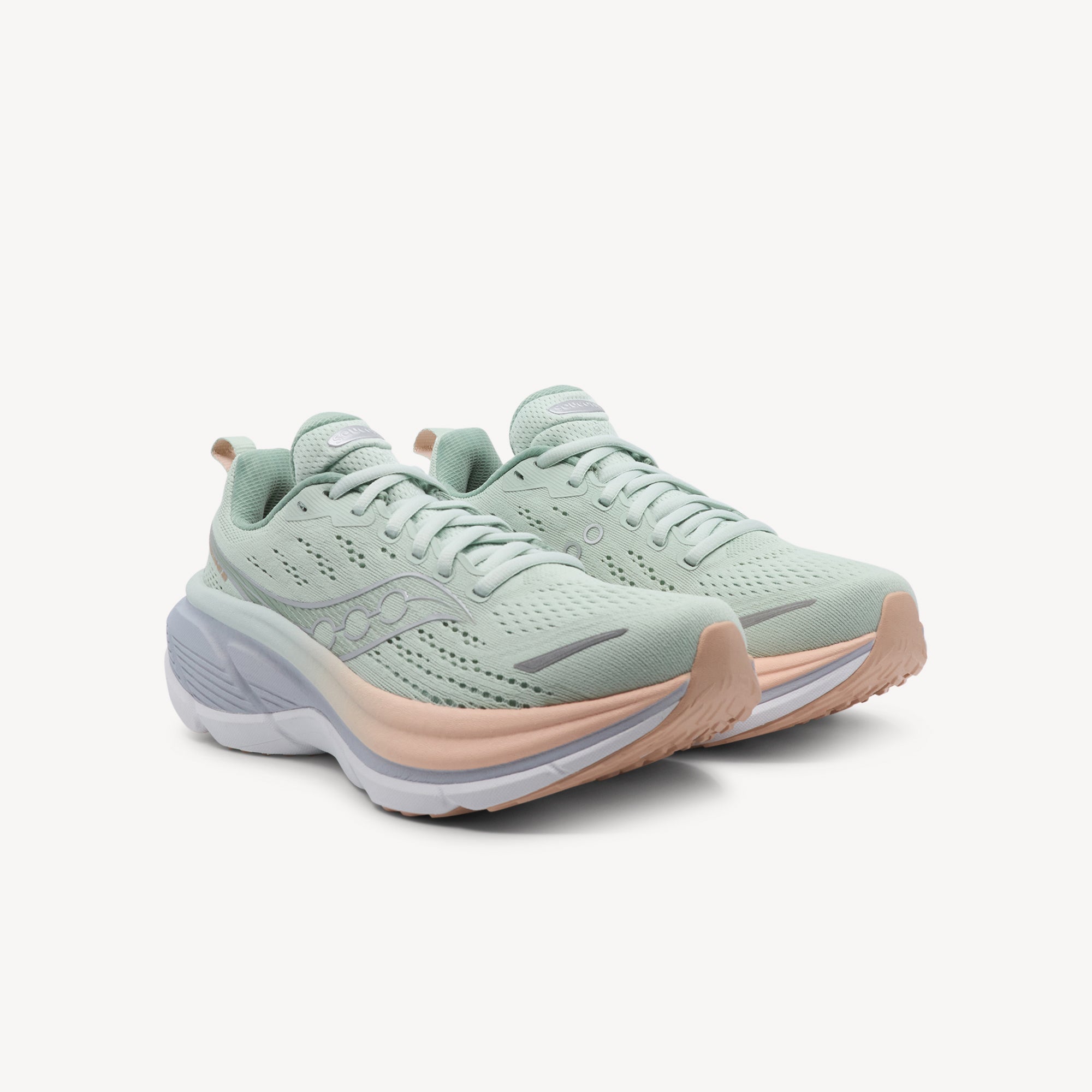 Side view of SAUCONY HURRICANE 25 features plush cushioning and reliable stability at Profeet Footwear. Purpose-built running shoe for women. Expert-fitted.