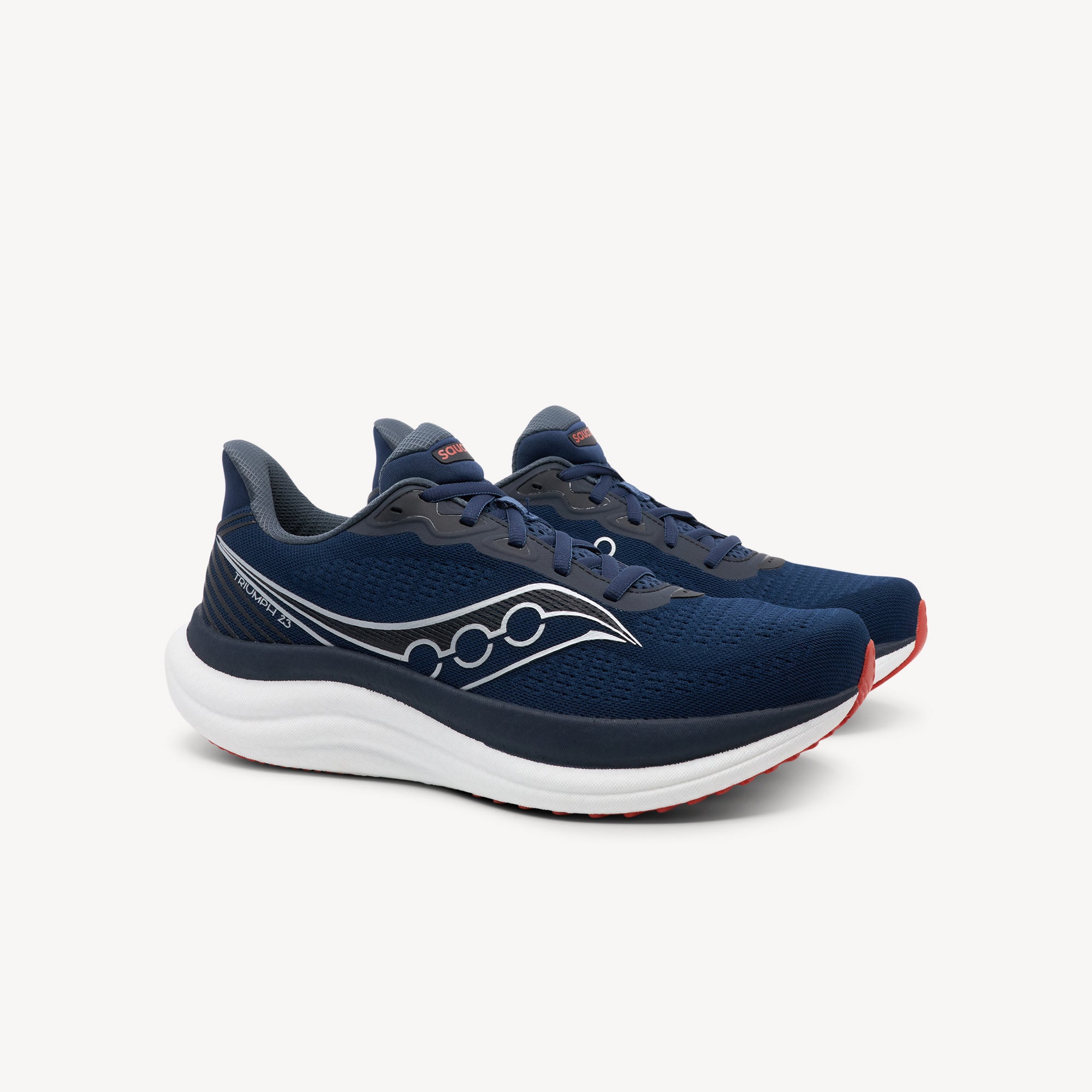 Side view of SAUCONY TRIUMPH 23 features plush cushioning and smooth comfort at Profeet Footwear. Purpose-built running shoe for men. Expert-fitted.
