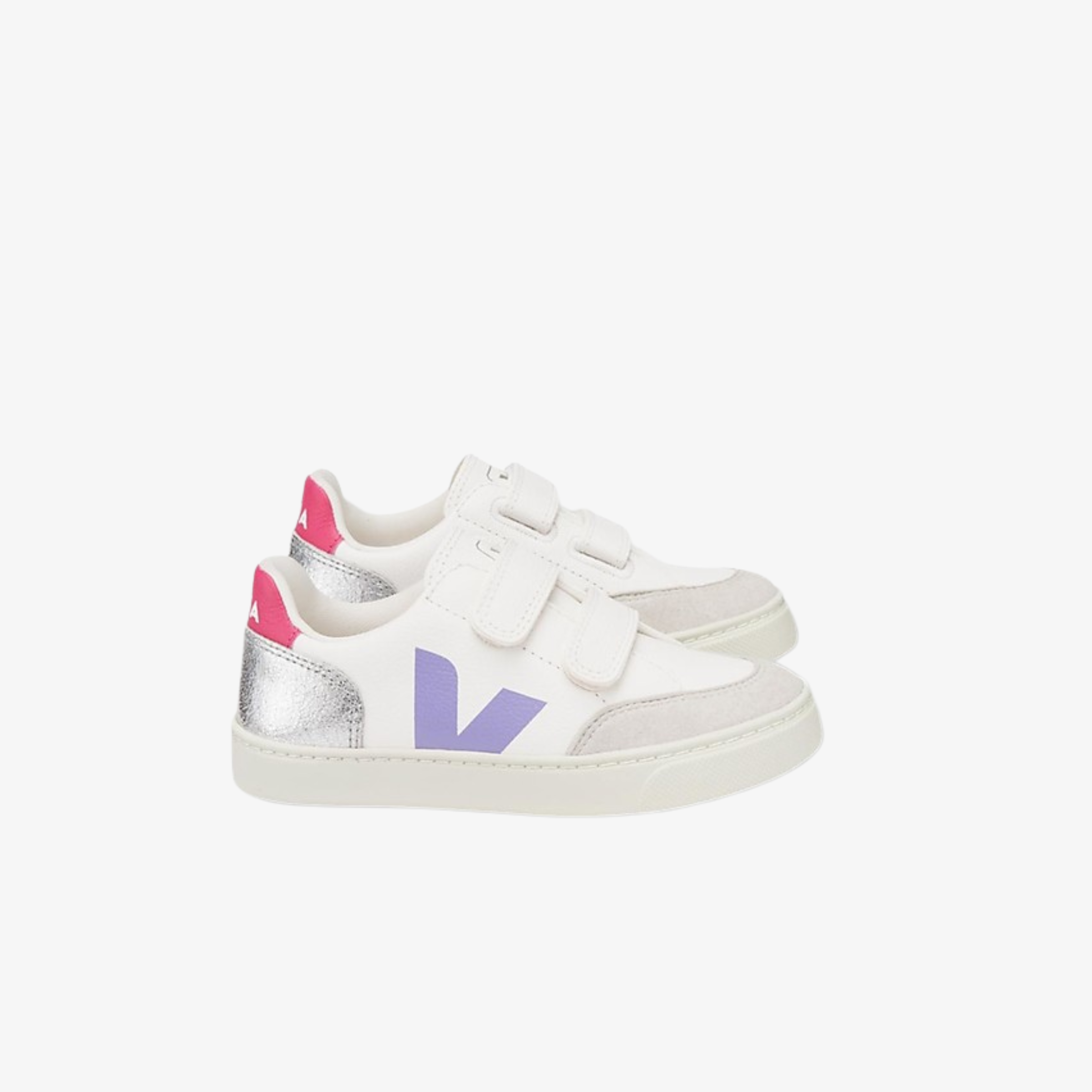 Veja V12 Velcro Extra White / Multico / Silver Kids