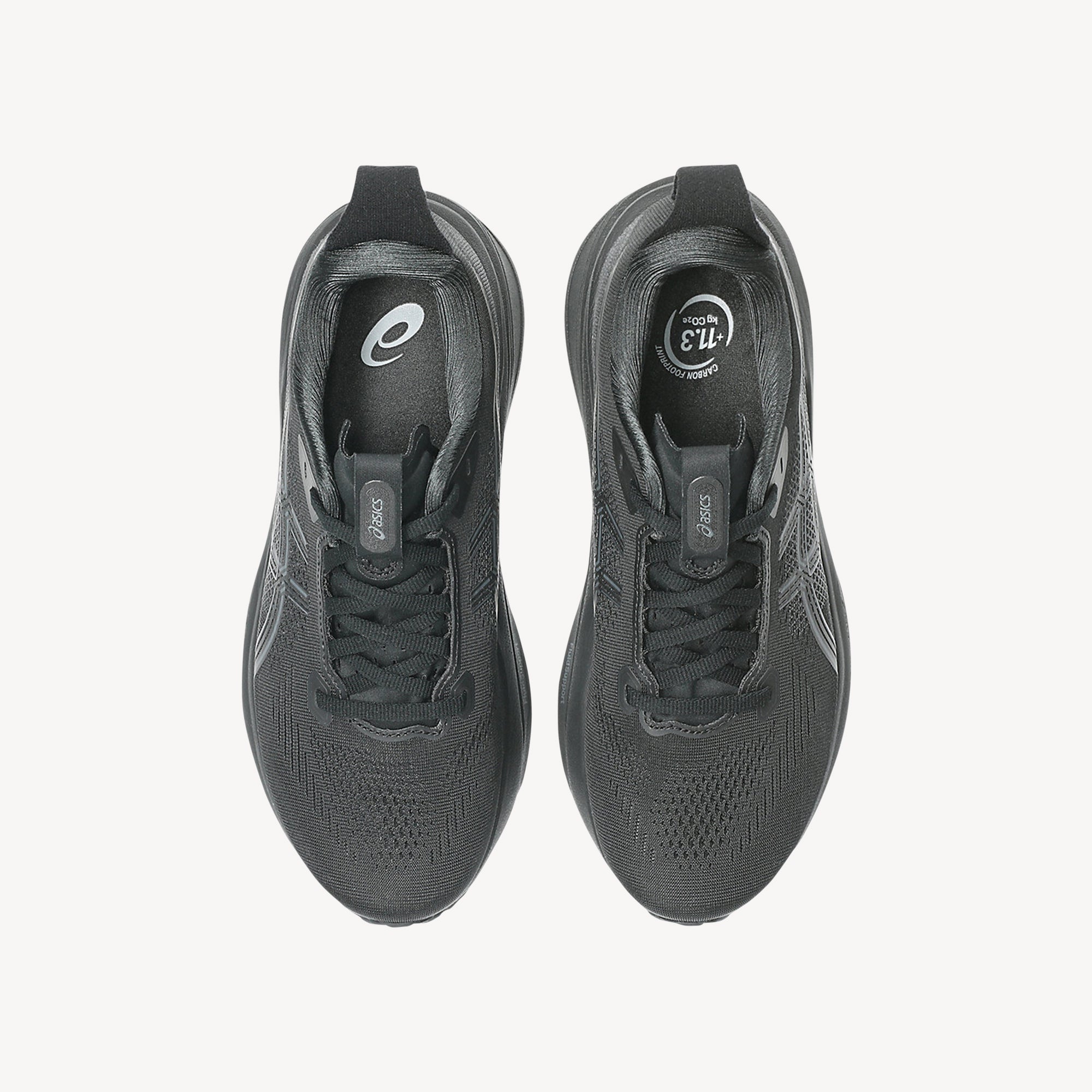 Top view of ASICS Gel-Kayano 33 Black/Black women's – FluidSupport stability shoe with dual-layer cushioning and PureGEL. Shop now at ProFeet Footwear.